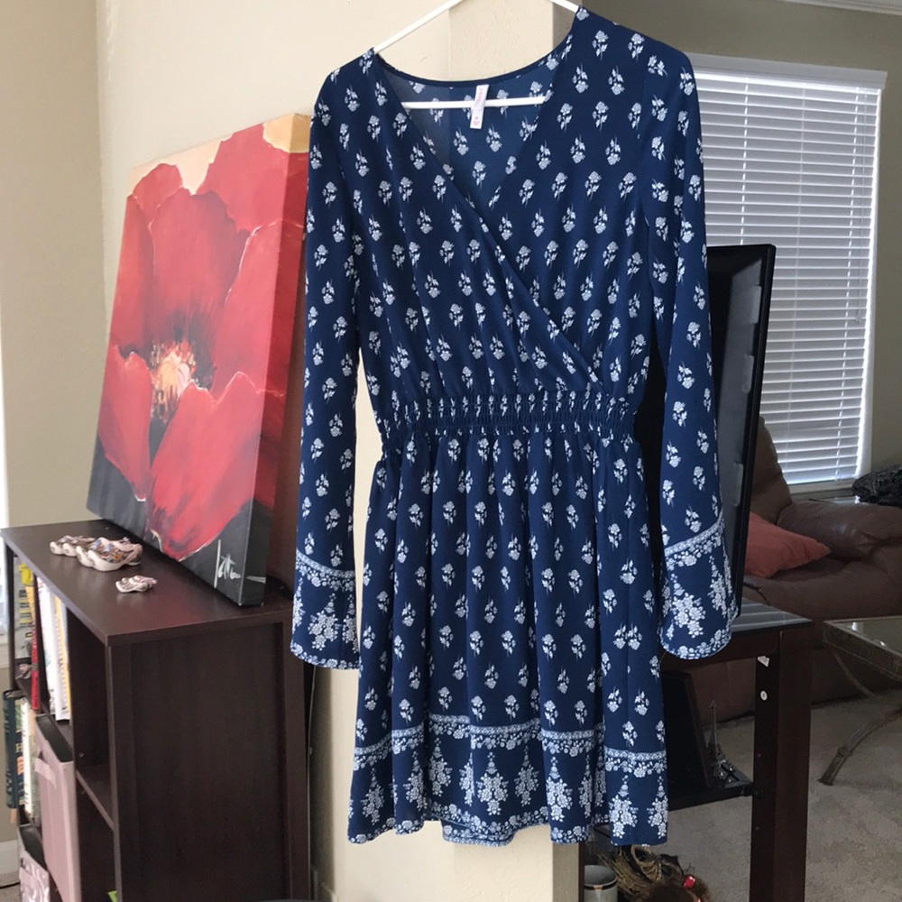 Blue and white flora dress